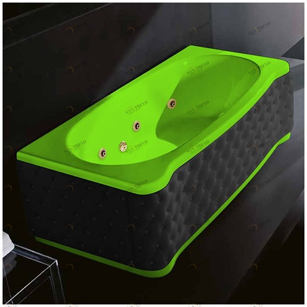 Ванна Gruppo treesse New Classic Young STD-V6747-DX-KC-SZ салатовая с золотой фурнитурой и гидромассажем прямоугольная правая чёрная кожа STDV6747DXKCSZ