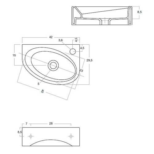 41887 Подвесная раковина настенная овальная   белая Santreyd  - Вид №1