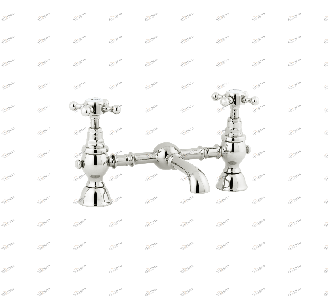 Gentry Home Смеситель для раковины мостик на 2 отверстия 200мм Mayfair Никель GH100700