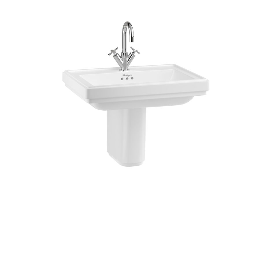 Burlington Riviera Квадратная чаша Riviera 650 мм с полупьедесталом Riviera с 2-мя отверстиями под смеситель RIV2 2TH - RIV7  - Вид №1