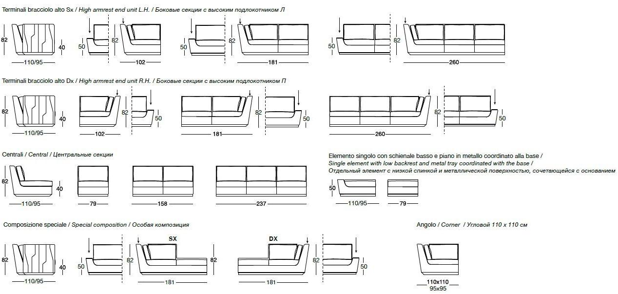 Longhi Секционный кожаный диван Loveluxe W 545 - Вид №3