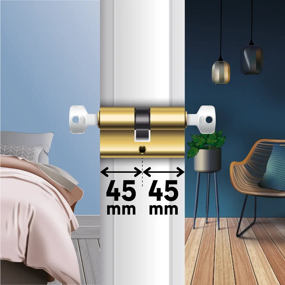 Цилиндр дверной Standers TTAL1-4545GD с защитой от взлома 82625317 STLM-0032191 - Вид №3