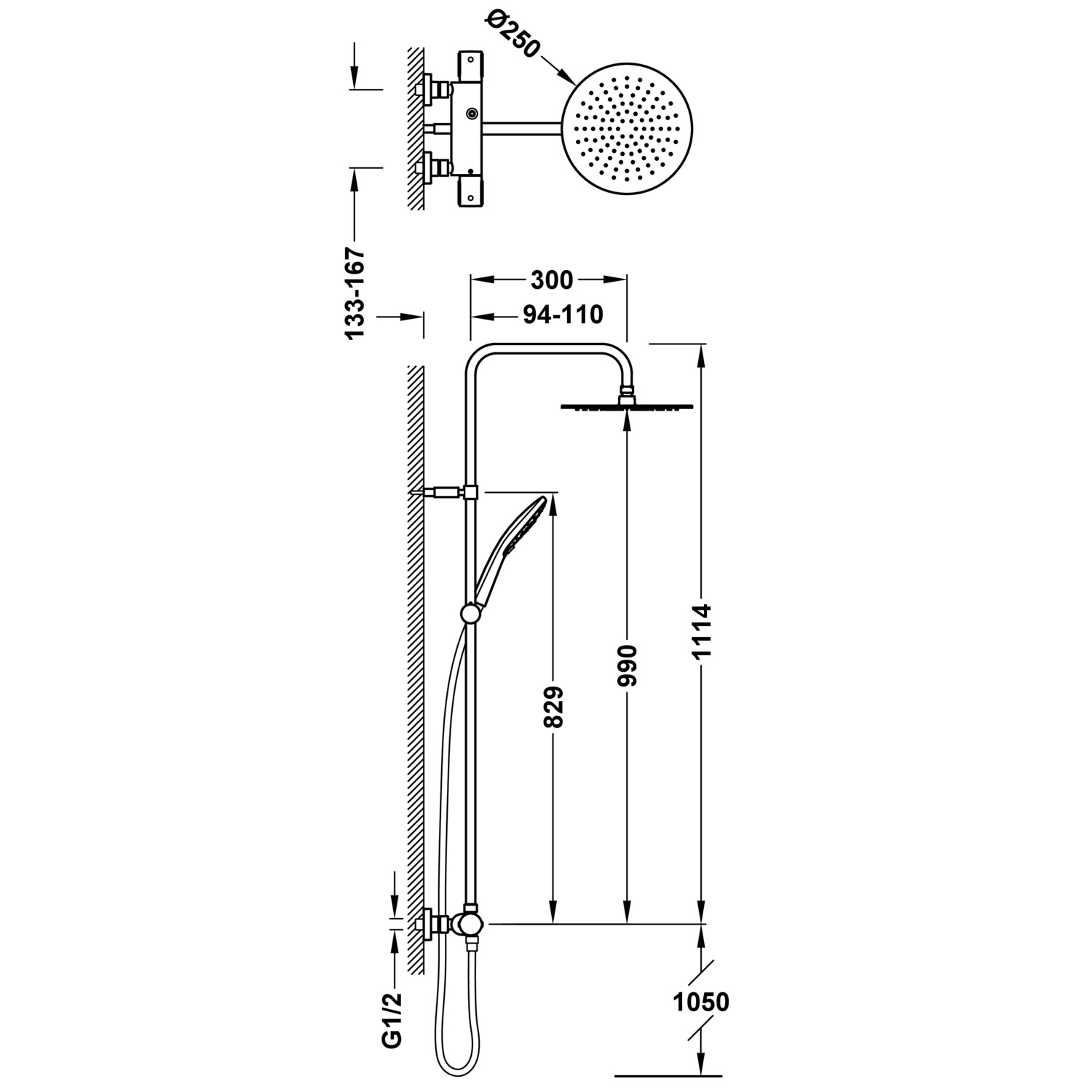 НАСТЕННЫЙ 2-полосный настенный термостатический смеситель для душа-19039316 TRES Thermostatic - Вид №1