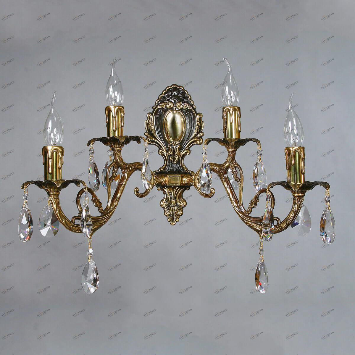 Бра настенное бронзовое Ambiente Alicante 8888/2+2 PB Tear drop AMBIENTE ALICANTE 00-3888998 Бронза