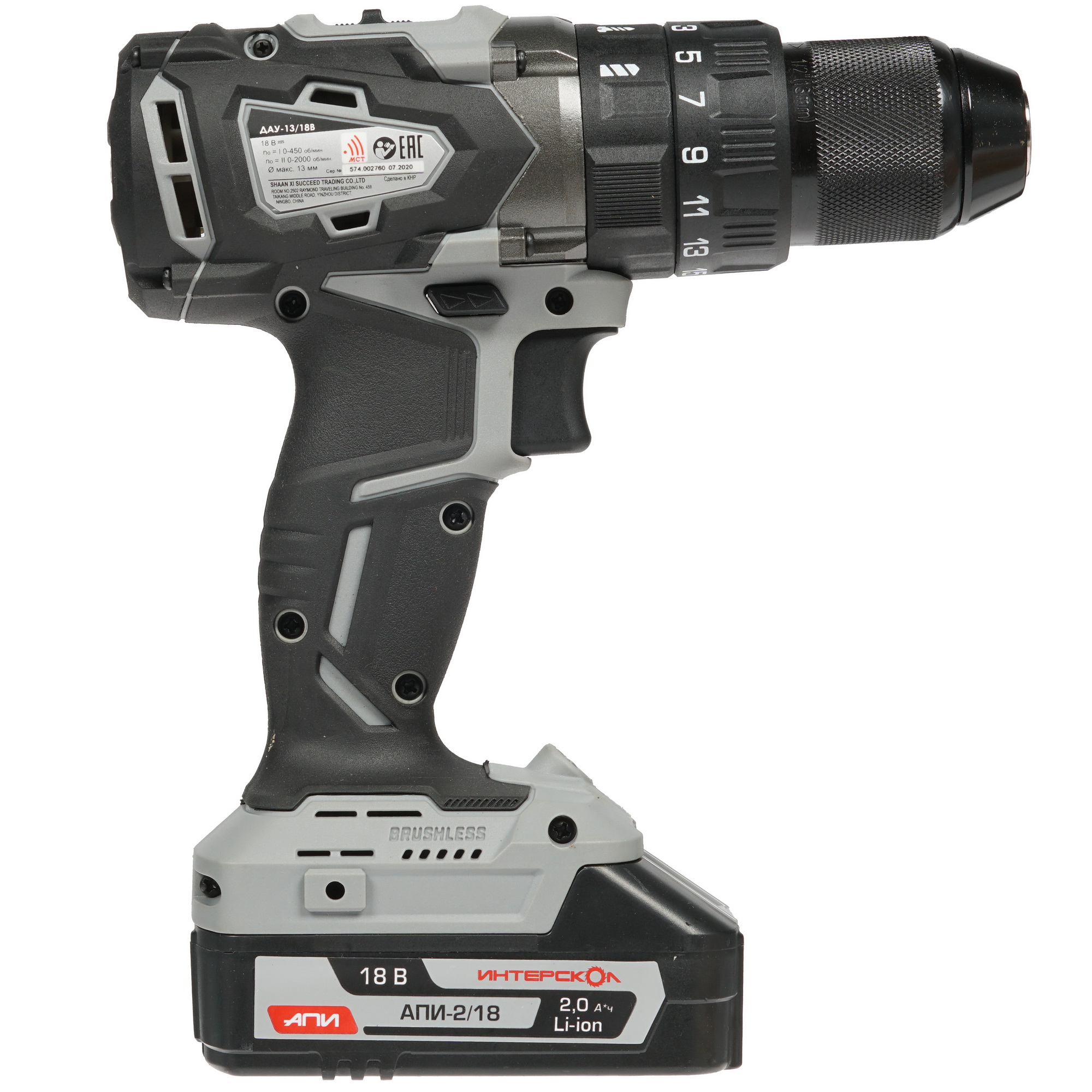Дрель-шуруповерт Интерскол ДАУ-13/18В АПИ 18V 8192024 STDN-0098020 - Вид №1