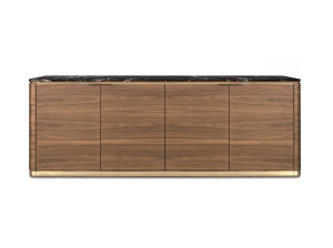 Мебель из дерева и мрамора с распашными дверями