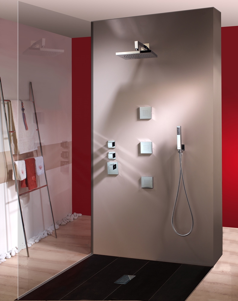 Z032203 + Z030203 000 Смеситель & запорный кран Cube 3 Outles (with diverter) HP BOSSINI  - Вид №4