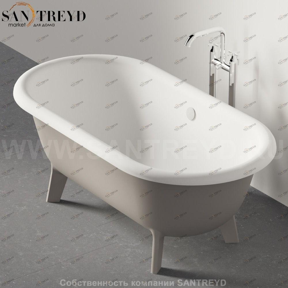 Ванна свободностоящая OTTOCENTO серая Agape AVAS0967ZL