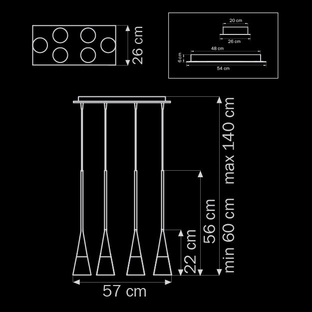 Люстра дизайнерская Air белый дуб 804167 LIGHTSTAR КАСКАД 058111 Черный - Вид №1