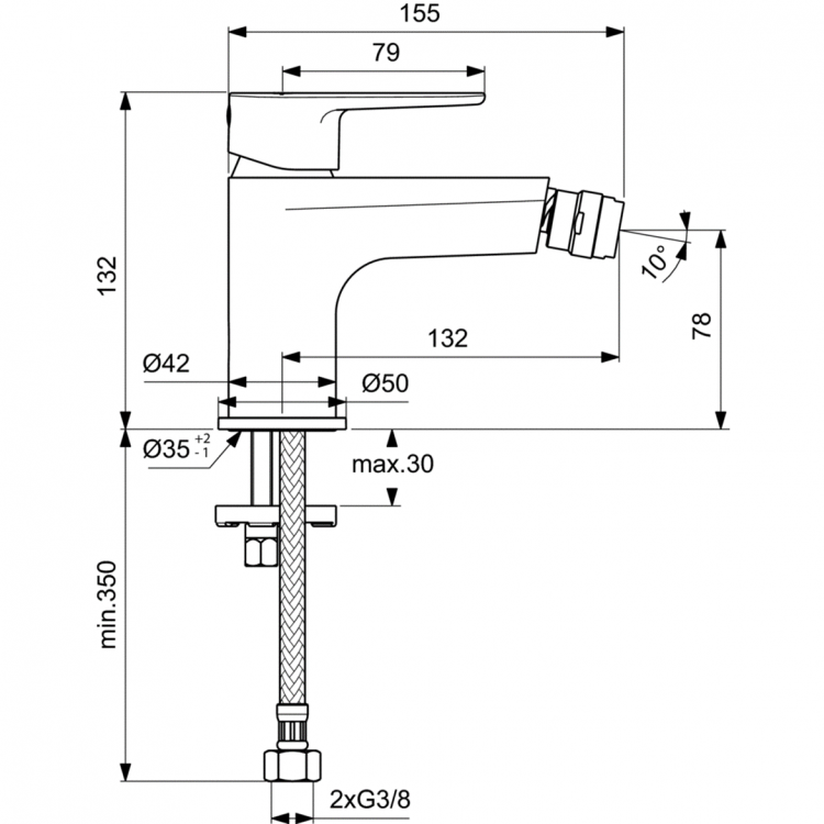 BC704AA Смеситель для биде CERAFINE MODEL O Ideal Standard CERAFINE O - Вид №5
