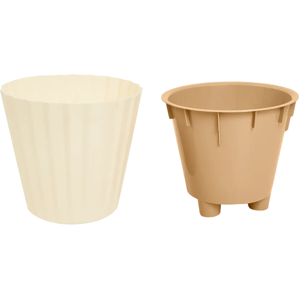 Горшок цветочный Ingreen Sand ø16 h14.6 см v2 пластик сливочный STLM-2126859 - Вид №1