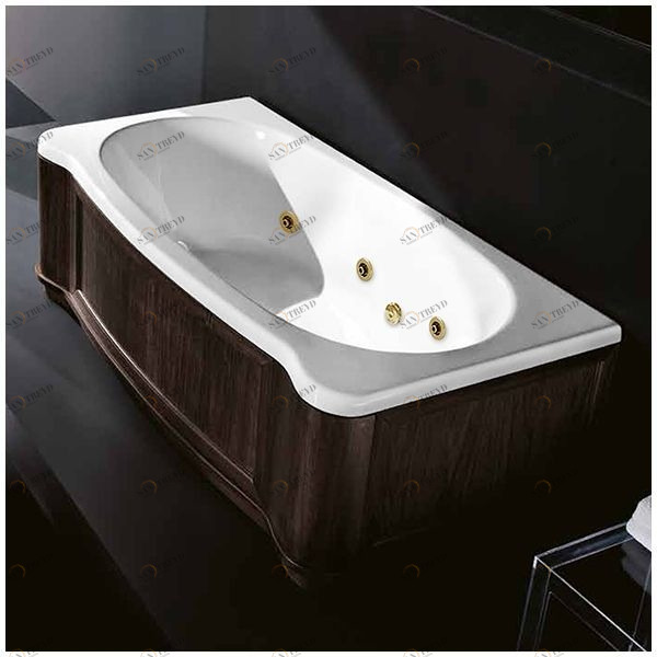Ванна Gruppo treesse New Classic Young STD-V6747-SX-WV-GD белая с золотой фурнитурой и гидромассажем прямоугольная левая деревянная панель венге STDV6747SXWVGD