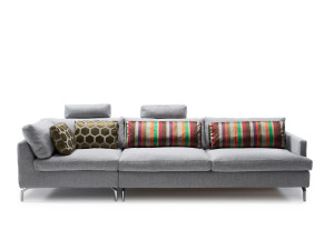 3-местный съемный тканевый диван с подголовником