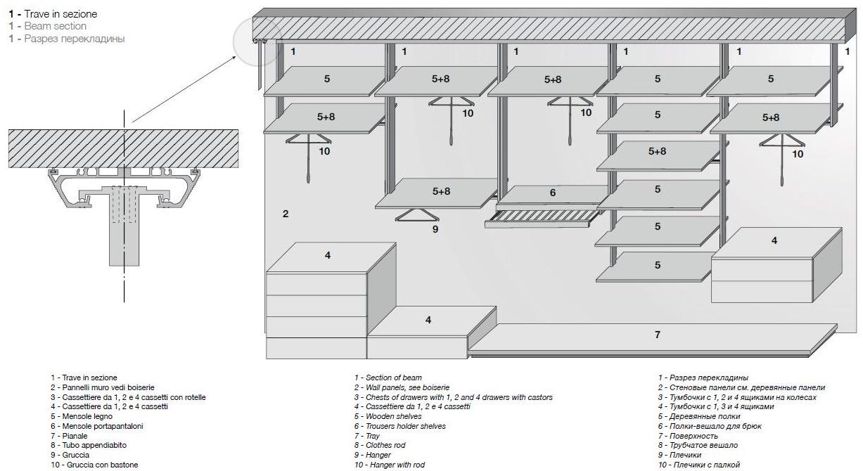 Longhi Модульная угловая гардеробная Aluminiun chic – doors Serie 390 - Вид №6