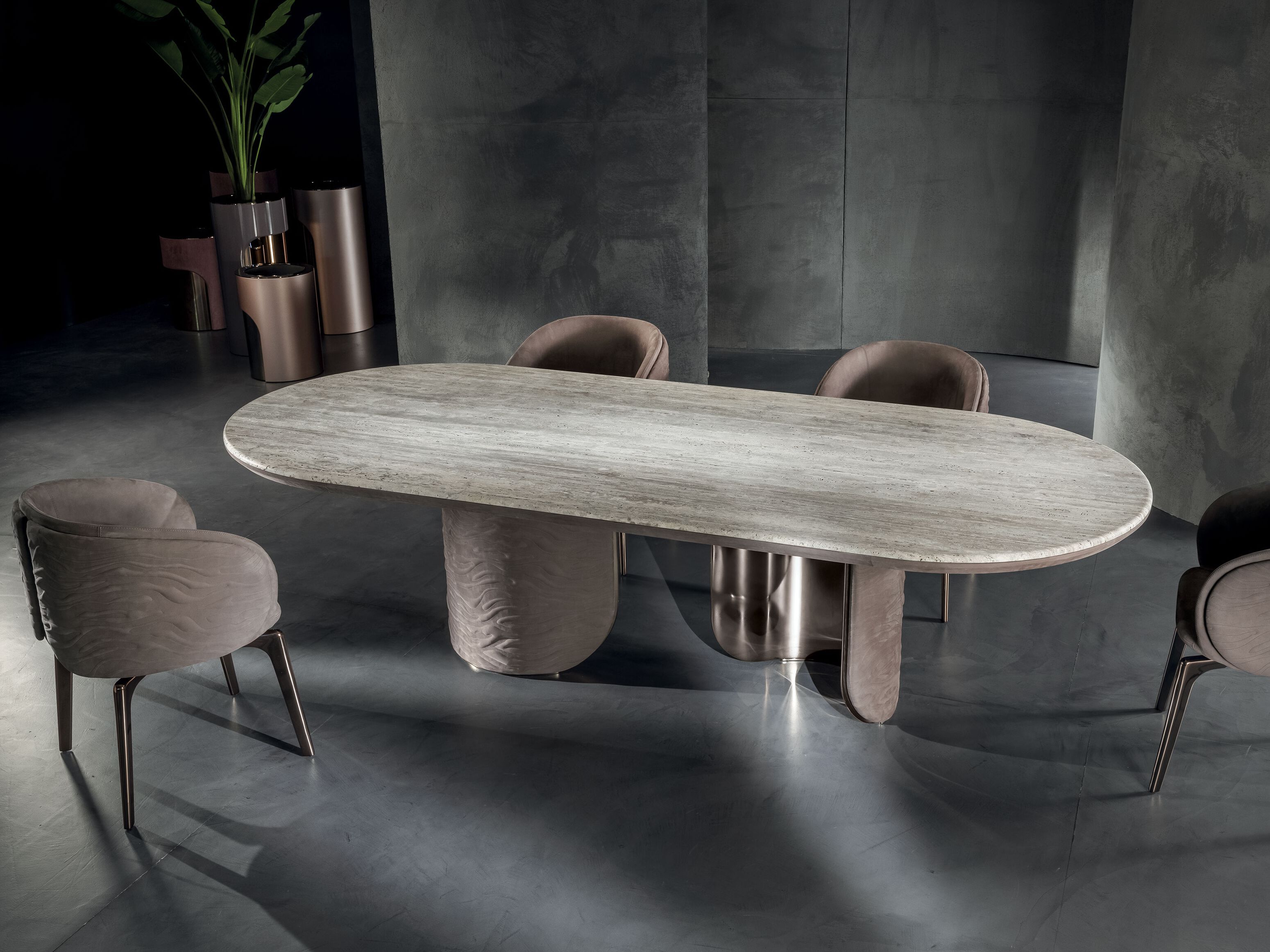 Овальный обеденный стол из натурального камня Longhi Blooming ARCH-00062793 - Вид №2