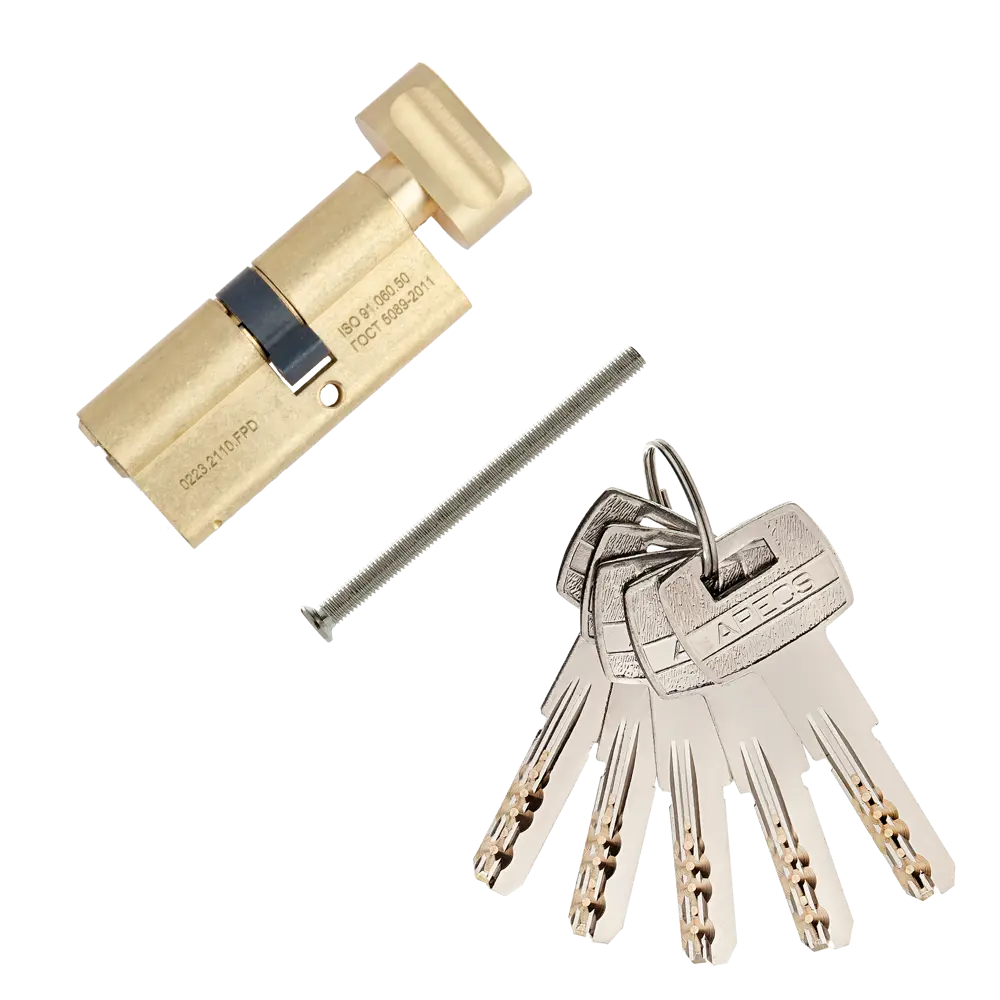 Цилиндр дверной APECS Pro с механизмом ключ-вертушка золотистый 85559784 PRO LM STLM-0063852 - Вид №1