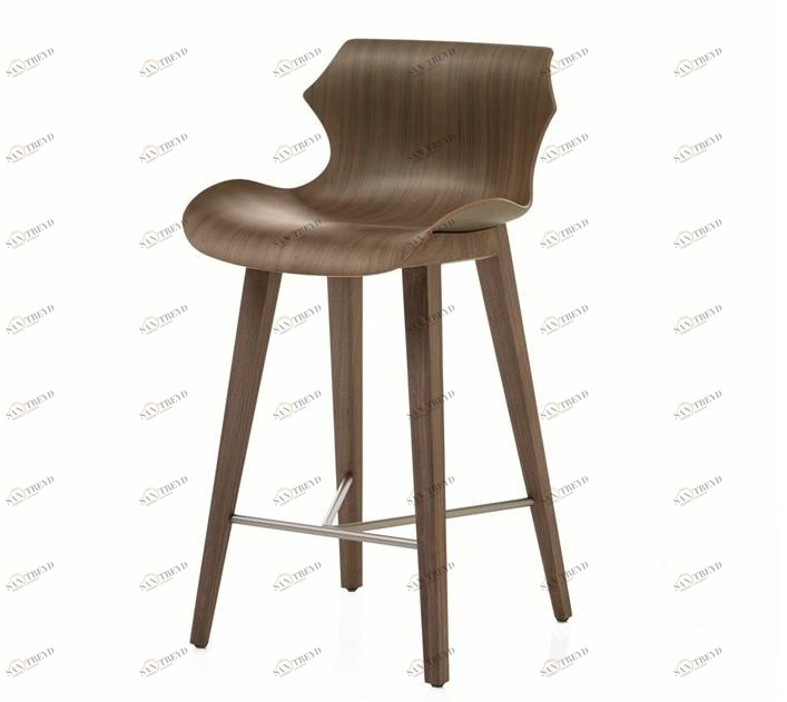 BassamFellows Табурет деревянный со спинкой Petal Cb-292