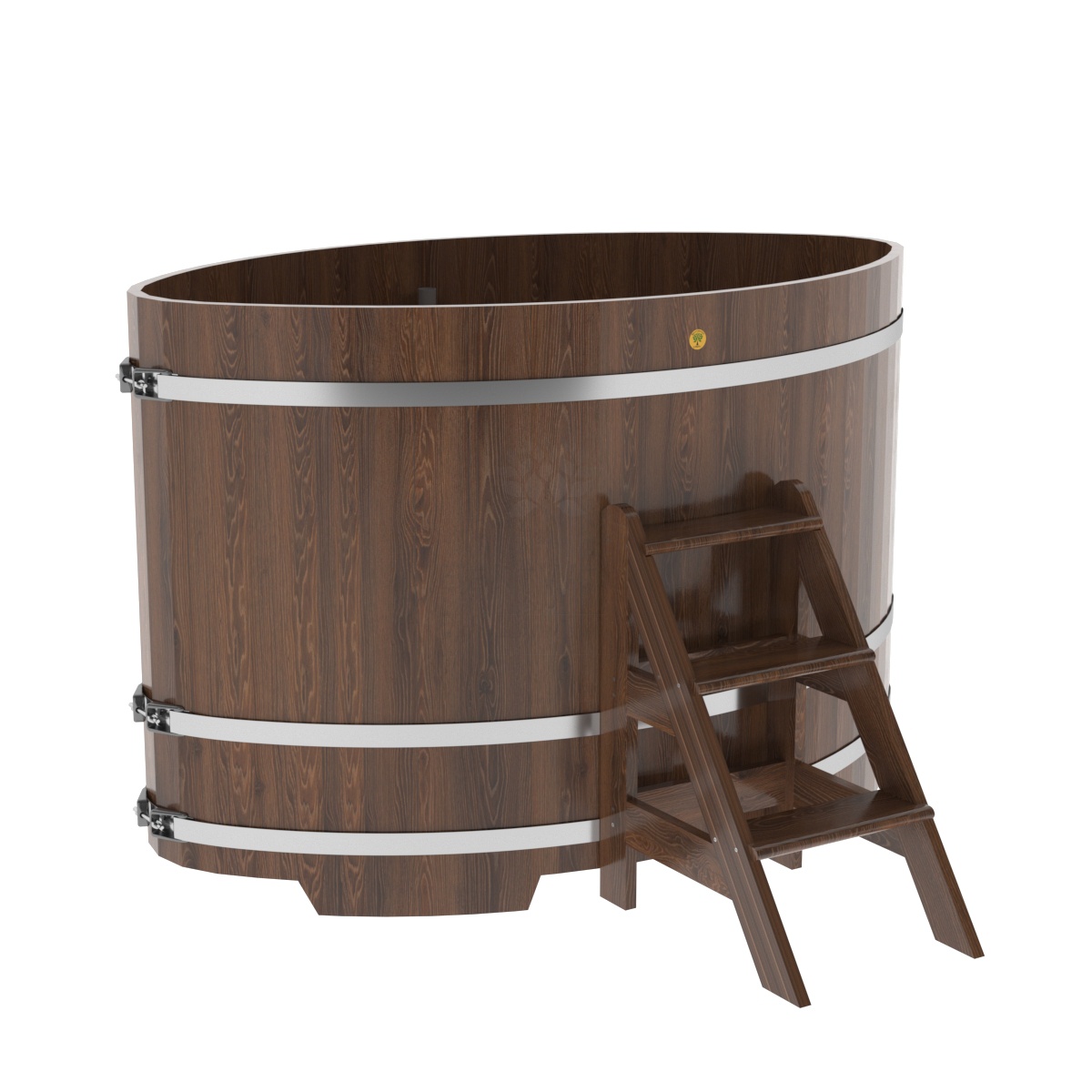 1331 Купель овальная из дуба 1,15х1,83х1,2 морёная Alyarus 