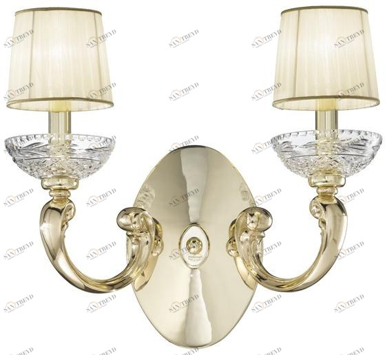Possoni Illuminazione Бра из французского золота с кристаллами и абажурами Ofelia 257/a2 
