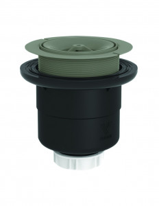 553100 206 00  Сифон для душевого поддона Д. 90 мм, без крышки, уплотнение с автофиксацией, вертикальный слив для склеивания или соединения, жемчужно-серый / черный Valentin Серый