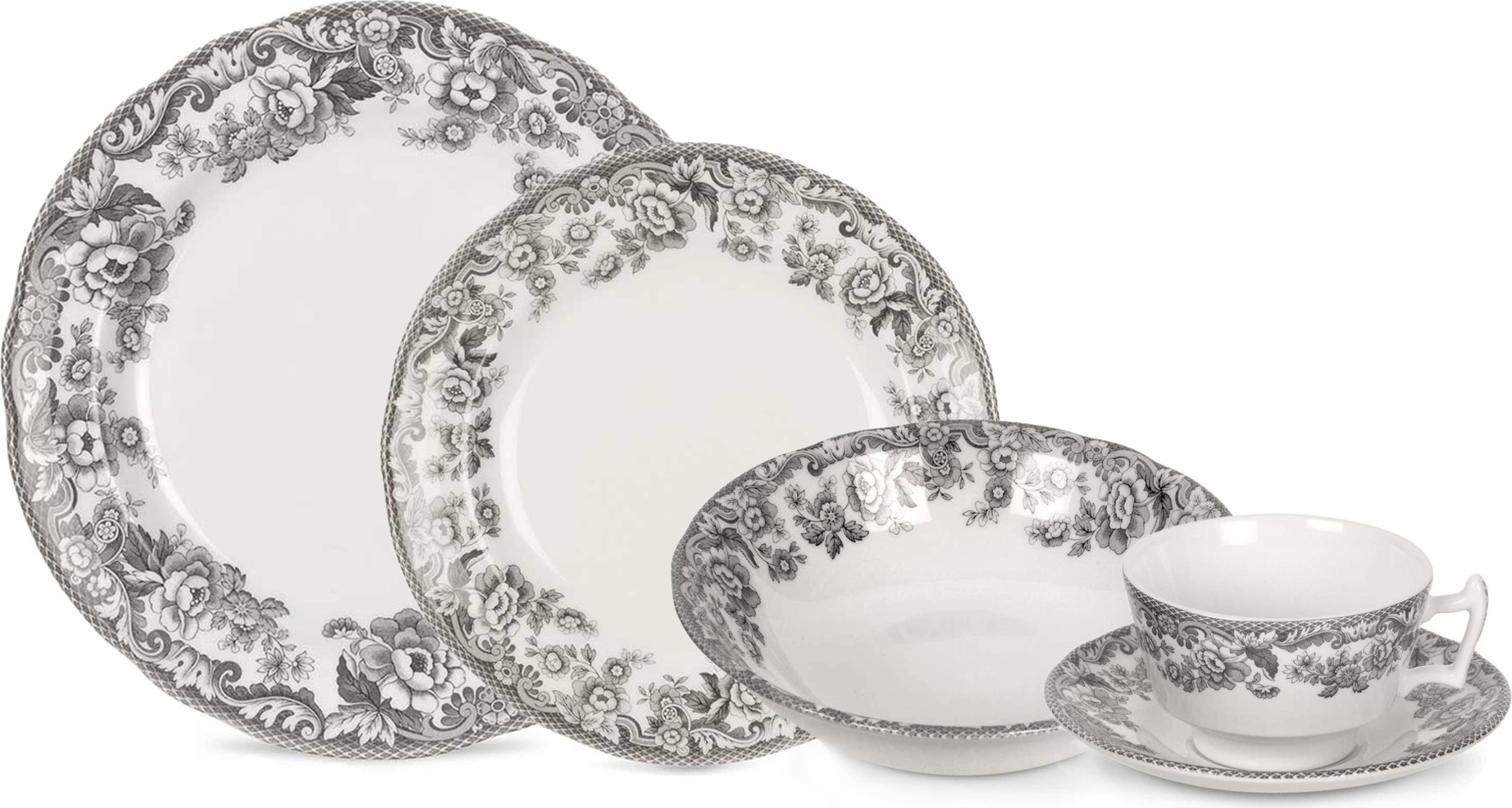 10669925 Spode Сервиз чайно-столовый Spode Деламер,сельские мотивы на 4 персоны 20 предметов Фаянс 