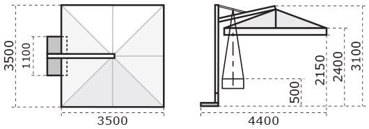 Scolaro Parasol Регулируемый квадратный зонт с боковой стойкой Galileo sun-id-1352146 - Вид №20