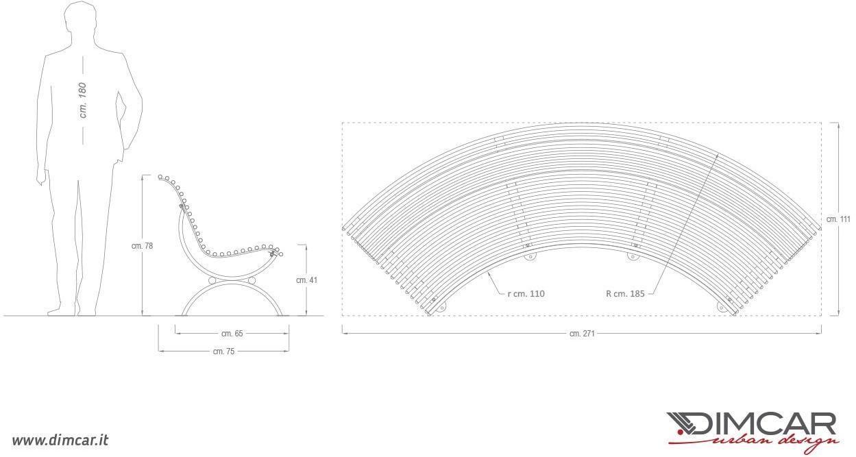 DIMCAR Изогнутая скамья с вогнутым боковым сиденьем Elite 298-v - Вид №2