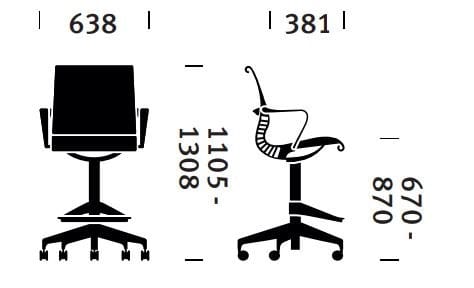 5-спицевый сетчатый поворотный офисный стул с колесами Herman Miller Setu ARCH-00132812 - Вид №3