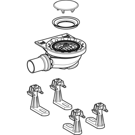 154.010.00.1 Сифон для душевых поддонов Geberit с четырьмя ножками, для душевой поверхности Setaplano, высота гидрозатвора 50 мм Geberit  - Вид №3