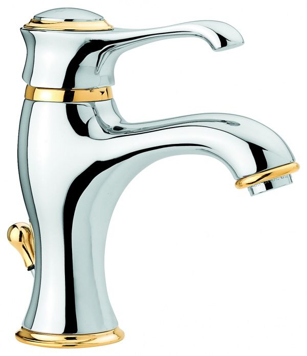6003CO Смеситель Tiffany с донным клапаном для раковины, цвет хром-золото EMMEVI