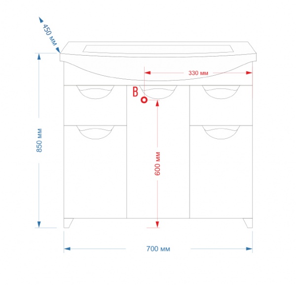 Тумба Лаванда-70 с 2 ящ. белая эмаль с раков. меб. Балтика 70 см MISTY 2312168 - Вид №1
