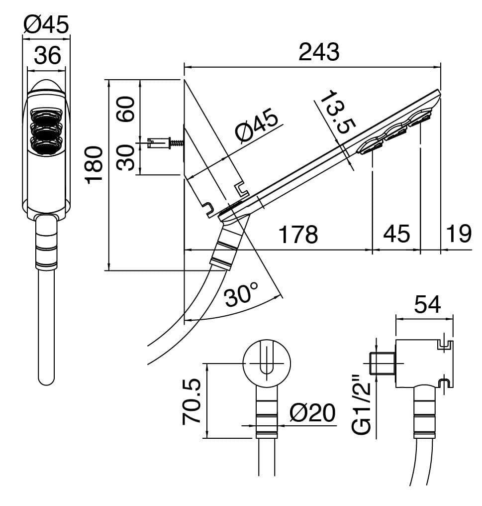 Смеситель для душа с ручным душем Zazzeri Surf ARCH-00044288 - Вид №5