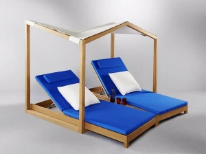 MOBIKA GARDEN Садовая кушетка с двойным навесом из тика