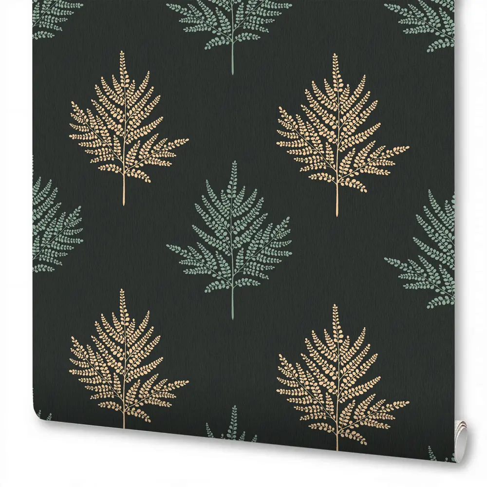 Обои флизелиновые Wallsecret Tessa черные с растительным орнаментом 89426895 STLM-1574418