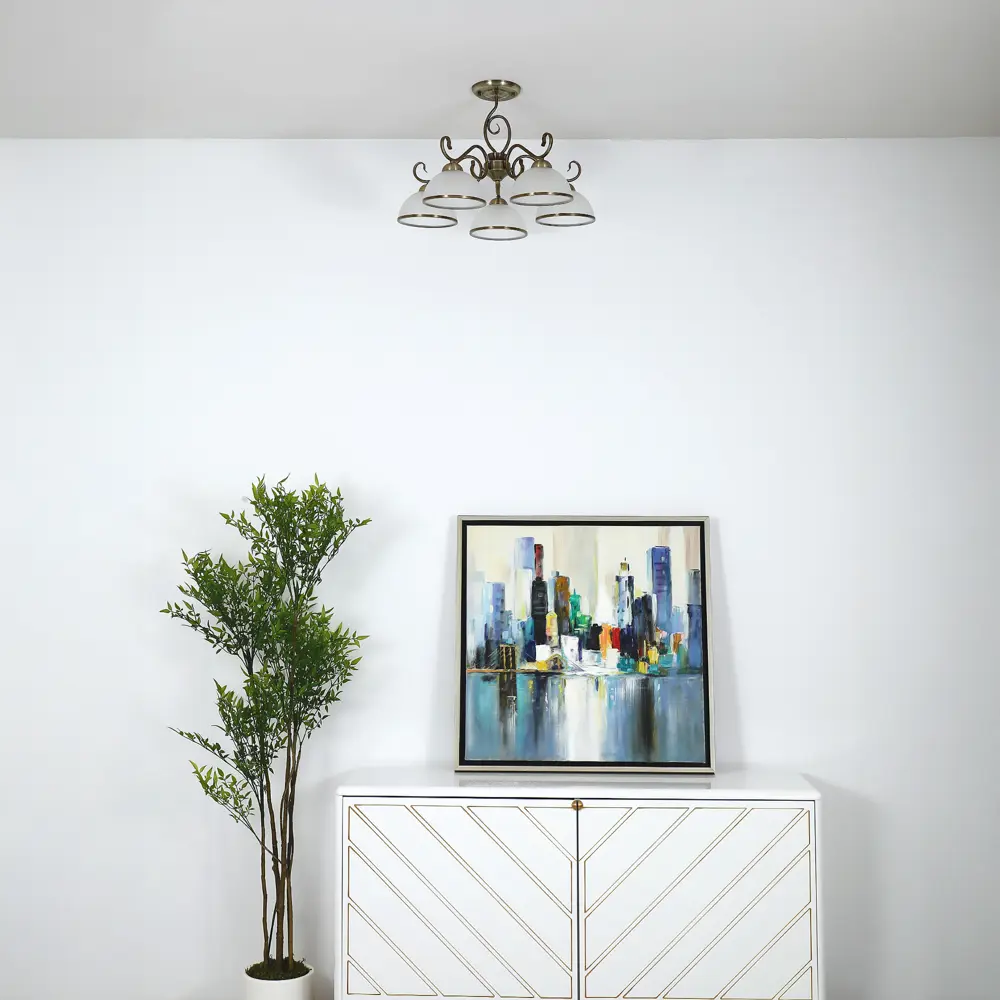 Люстра на штанге Palatino 5 ламп 20 м² цвет бронза SCHAFFNER STLM-2024884 - Вид №9