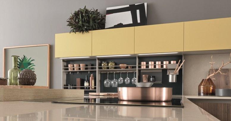 Febal Casa Линейная лакированная кухня с полуостровом sun-id-1405669 - Вид №6