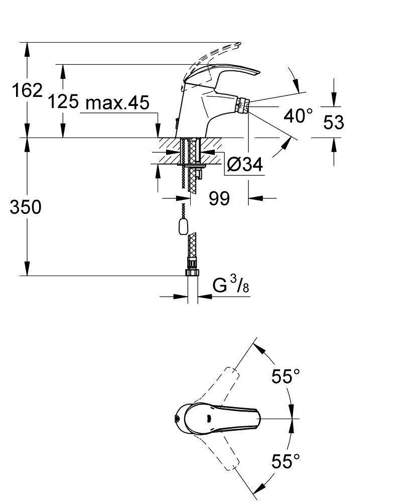 32927001 Смеситель для биде Grohe Eurosmart хром - Вид №1