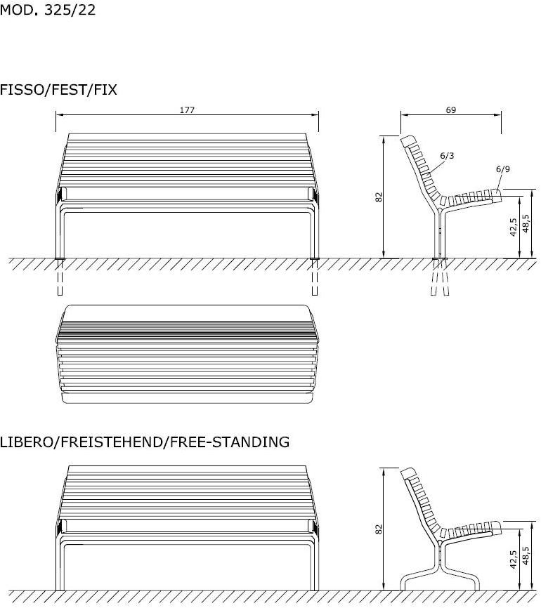 Euroform W Деревянная скамейка со спинкой Contour 325/22 - Вид №2