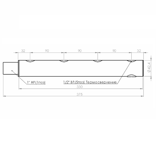 Купить Коллектор из нержавеющей стали на 4 контура WK25-4 T Прокситерм WK254T - Вид №1