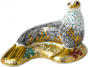 10548778 Royal Crown Derby Пресс-папье Royal Crown Derby "Гренландский тюлень" 17см Фарфор костяной