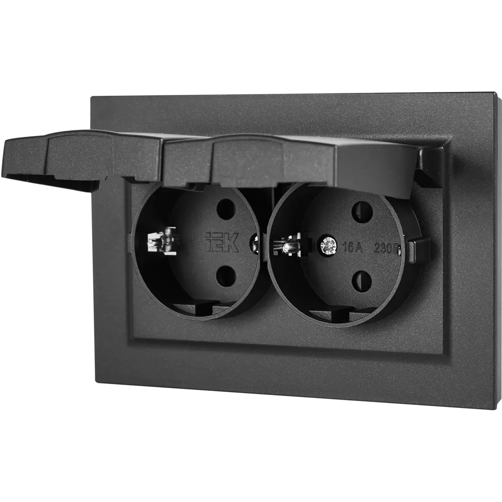 IEK Brite - влагозащищенная двойная розетка с заземлением 87761571 STLM-1102280 - Вид №1