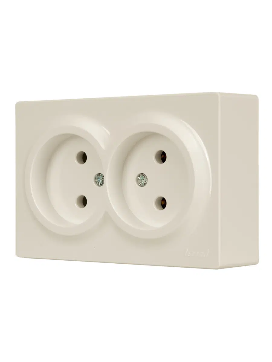 LETO Розетка двойная б/з закрытый корпус ПБТ крем LEZARD 752-0300-128B - Вид №3