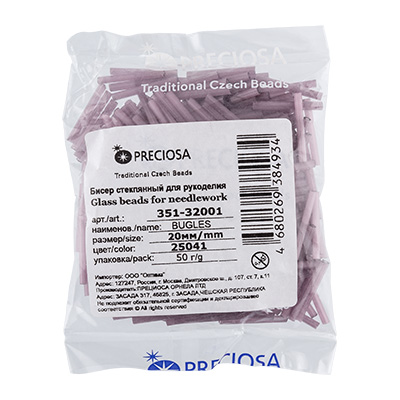 351-32001 Бисер Чехия BUGLES 20 мм 8,9 50 г PRECIOSA 