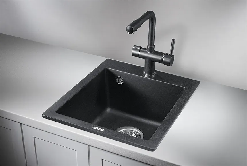4201, ЧЁРНЫЙ, кухонная мойка, кварц GRANULA 4201-ST73