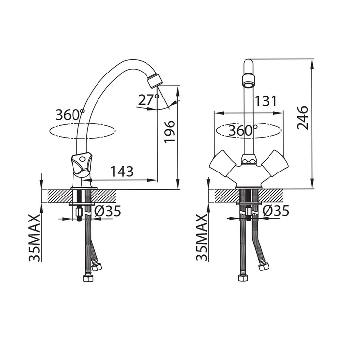 BE59017BW6 MI Milardo Bering Смеситель для кухни Bering Россия - Вид №4