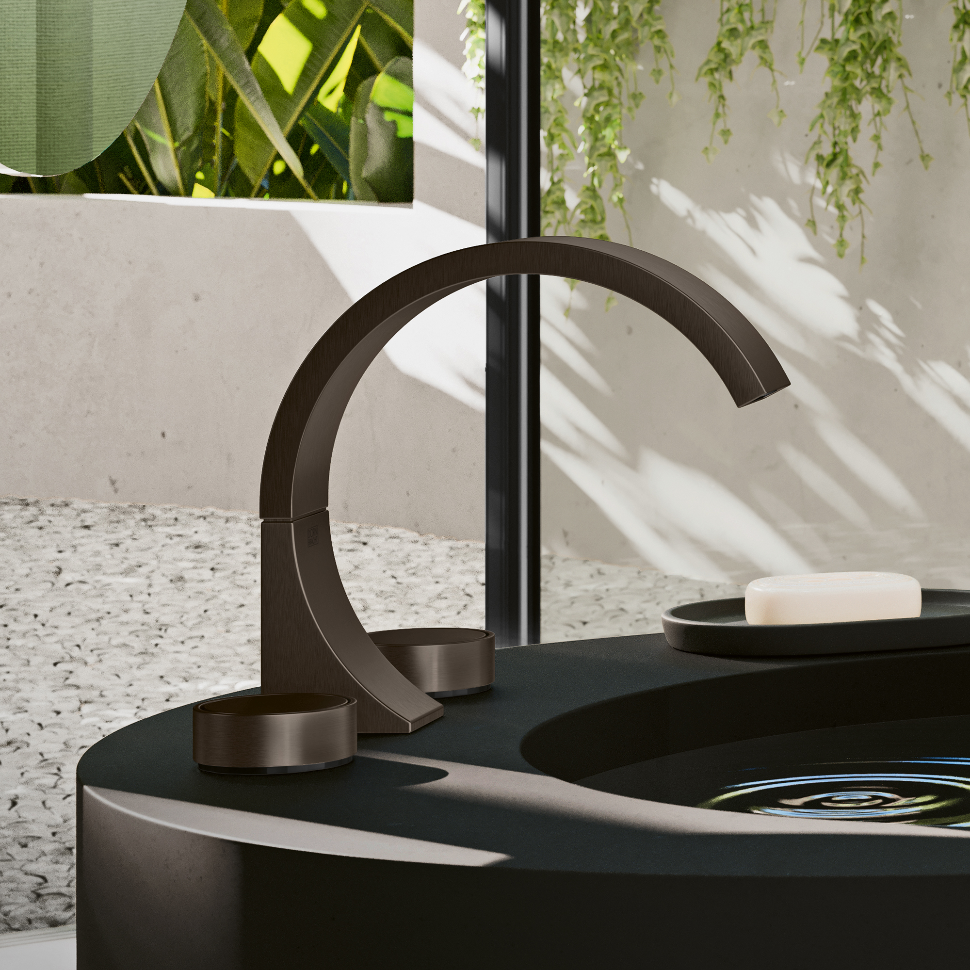 CYO Смеситель для ванны, однорычажный, со стояком, для отдельно стоящего монтажа с ручным душем - матовая темная платина DornBracht 25863811-99 - Вид №1