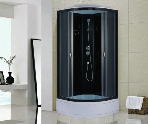 Душевая кабина NG- 6501-14 (900х900х2150) низкий поддон(26см) стекло ТОНИРОВАННОЕ алюм черный