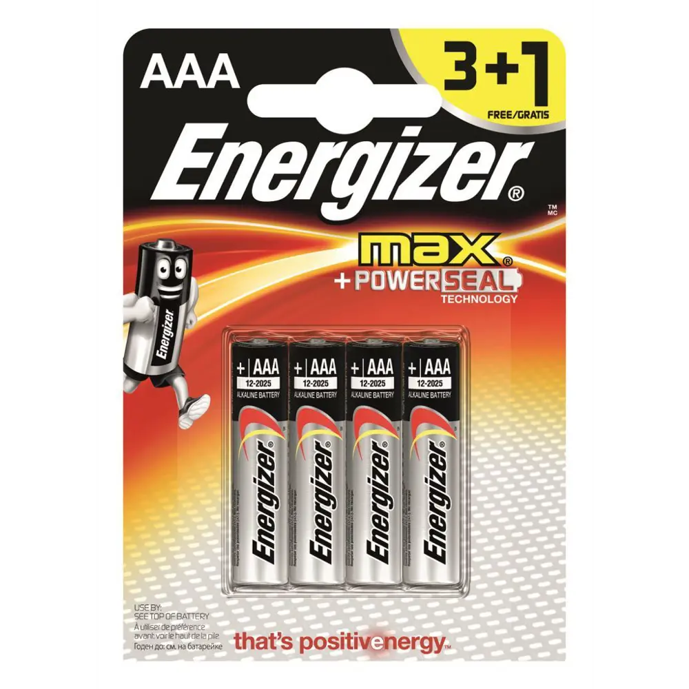 Батарейка алкалиновая Energizer Max AAA/LR03 3+1 шт STLM-2202976