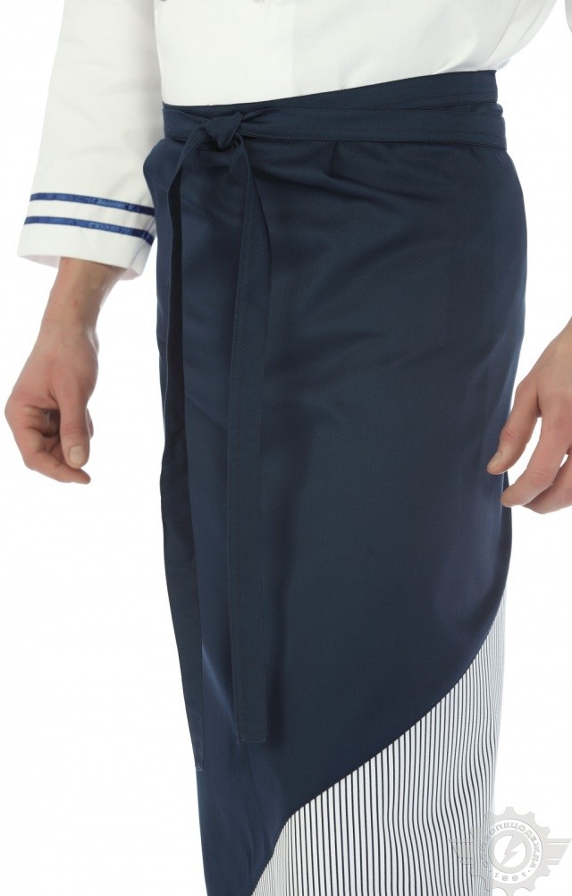 58362 Фартук "ГУРМАН" удлиненный цвет темно-синий с полоской  Одежда для официантов  размер Спецодежда  - Вид №4