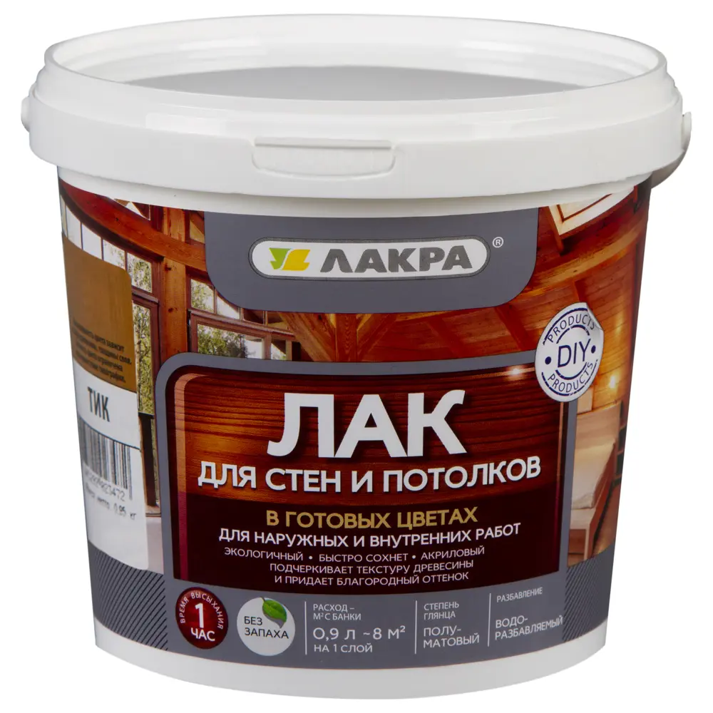 Лак тонированный для стен и потолка Лакра цвет тик 0.9 л 18552268 STLM-2092111  - Вид №2